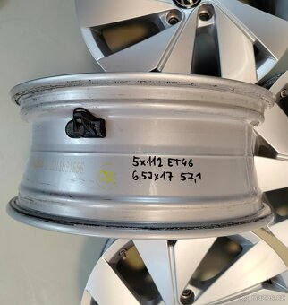 ALU disky 5x112 Et46 6,5Jx17 57,1 4ks na VW, Škoda, Seat - 12