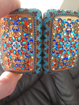2 ruská starožitná stříbrná pouzdra na cigarety, cloisonne s - 12