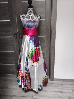 Saténové barevné dlouhé šaty vel. 38 - 12