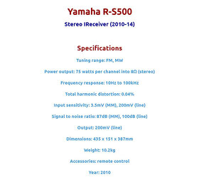 YAMAHA R-S500 Stereo FM/AM Receiver + DO / Silver - 12