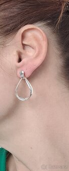 Nové dámské stříbrné náušnice oválné slzy slzicky 3 cm nové - 12