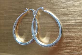 Nové dámské stříbrné náušnice oválné kruhy ovály 925 4 cm - 12