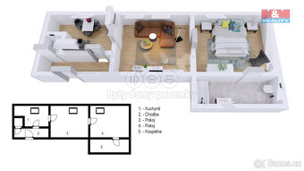Prodej bytu 2+1, 60 m², Lom, ul. Husova - 12