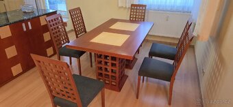 Jídelni stůl, 6 židlí, masiv, dýha - 12