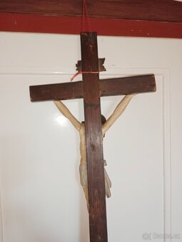 Pěkný  hodně starý dřevěný Ježíš na kříži - 12