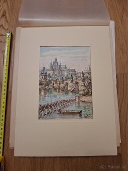 PRAHA - různé malby na papír. - 12