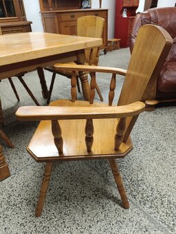 Rustikální / selský jídelní set, stůl, židle, masív - 12