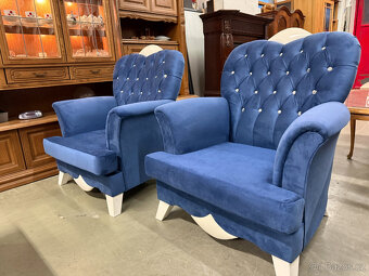 Modrá souprava 3+1+1 v Glamour Miladi stylu - 12