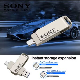Flash disk 2v1 SONY 1TB, 1024GB USB 3.1+ USB-C otočný, NOVÝ - 12