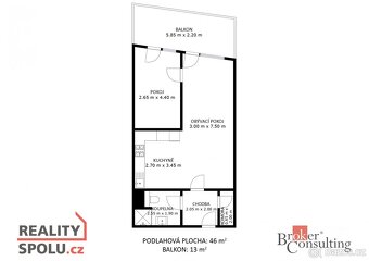 Pronájem, byty/2+kk, 56 m2, Přadlácká 927/20, 60200 Brno, Br - 12
