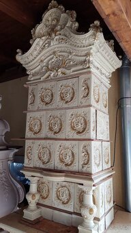 Kachlová kamna , starozitná - 12