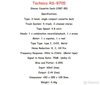 TECHNICS RS-B705 Stereo Cassette Tape Deck (Japan) - 12