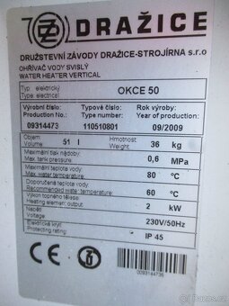 ELEKTRICKÝ BOJLER DRAŽICE ozn. OKCE 50 - 12