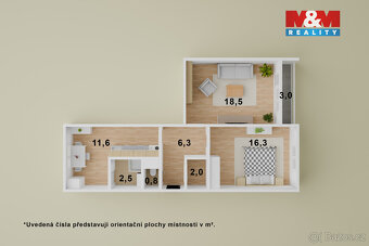 Prodej bytu 2+1, 61 m², Ústí nad Labem, ul. Rabasova - 12