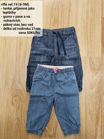 kalhoty, tepláky, kratase vel. 74/80 cca 6-12m - 12