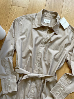 Béžové bavlněné košilové dlouhé šaty Gant, vel. 38/40 - 12