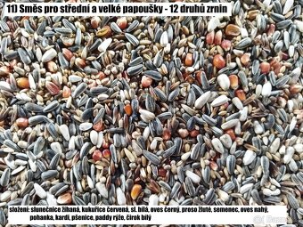 Zrniny, směsi zrnin pro papoušky a holuby - osobně/poštou - 12
