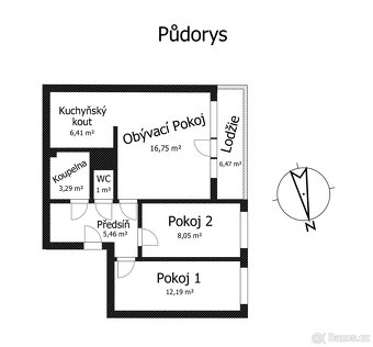 Pronájem bytu 3+kk 56 m² s lodžií - 12