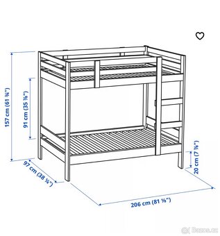 MYDAL Rám dětské palandy borovice +  2x matrace - jako nová - 12