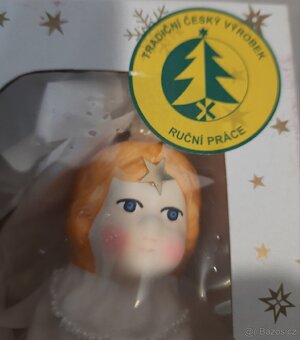 Vánoční ozdoba anděl skleněná - ruční výroba - 12