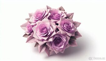 Papírová origami kytice růží - 12