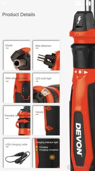 Elektrikářský kapesní aku šroubovák se světlem a indikací - 12