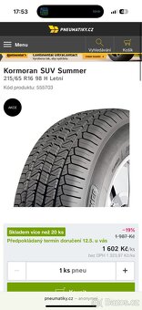 Letní pneumatiky 215/65 r16 - 12