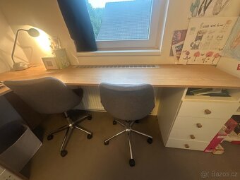 Velký rohový psací stůl od truhláře - 2.2 m - až pro 2 děti - 12