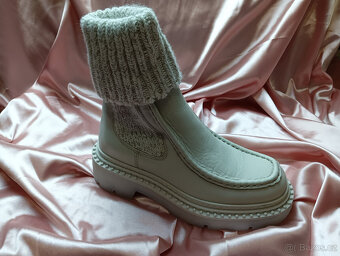 ♥️ Dámské kotníkové boty / polokozačky kožené béžové Badura - 12