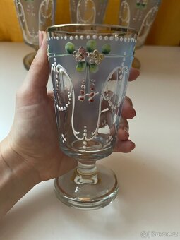 Starožitná grogovka, secese, smalt - 4 ks - 12