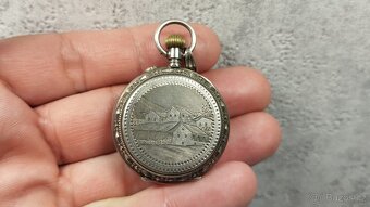 Staré stříbrné kapesní malované hodinky DNES SNÍŽENA CENA - 12
