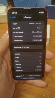 Apple Phone 13mini 128GB RED, skvělý stav, bater85%,zár.12m - 12