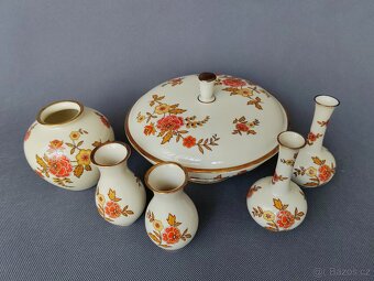 Porcelánový mini vázičky a dóza s květinami Thomas 1953-1960 - 12