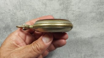 Monstrózní staré kapesní hodinky s lokomotivou, 66mm, 202g - 12