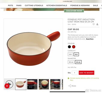 Kuhn Rikon kastrol Litinový Swiss made - 12