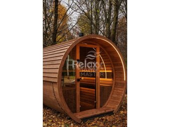 Finská sudová sauna 2,6 m - termo dřevo pro 6 osob - 12