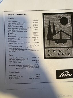 Přívěsný historický kempovací vozík , stan Letov LK 6740 - 12