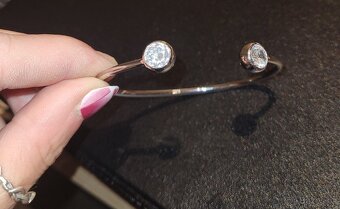 Nový dámský stříbrný náramek otevřený 925 třpytivý - 12