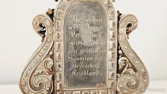Ag stříbro stolní krucifix loťák rok 1864 biedermeier styl - 12