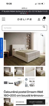 Nová postel-letiště Boxspring 160x200 krémovo-bílá - 12