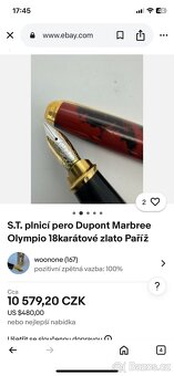 S.T. plnicí pero Dupont Marbree Olympio 18karátové zlato Pař - 12