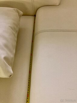 kožená rozkládacín krémová sedací souprava - 12