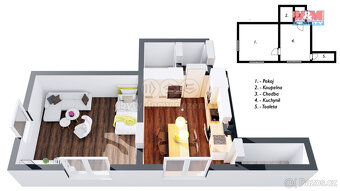Prodej bytu 1+1, 36 m², Hostinné, ul. K. Čapka - 12