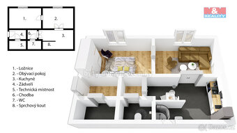 Pronájem bytu 2+1, 52 m², Praha, ul. Podlipného - 12
