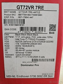 MSI GT72VR 7RE-447CZ Dominator Pro - REZERVACE - 12