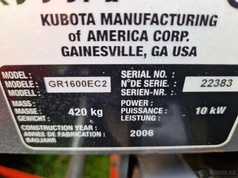 Zahradni Traktor sekačka KUBOTA GR 1600II - PROFESSIONAL - 12