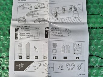 sportovní kryty pedálů Nissan Juke F15, Micra K13, Pulsar C1 - 12