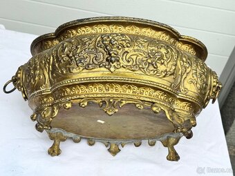 Žardiniéra květináč starožitný 1850-60 mosaz Francie Napole - 12