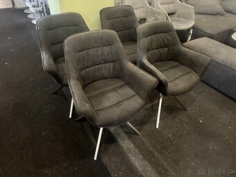 Nové 4x jídelní židle - křesílka tmavě šedé - 12