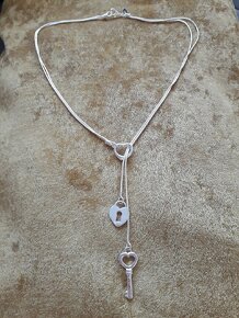 Nový dámský stříbrný náhrdelník srdce zámek lásky 925 - 12